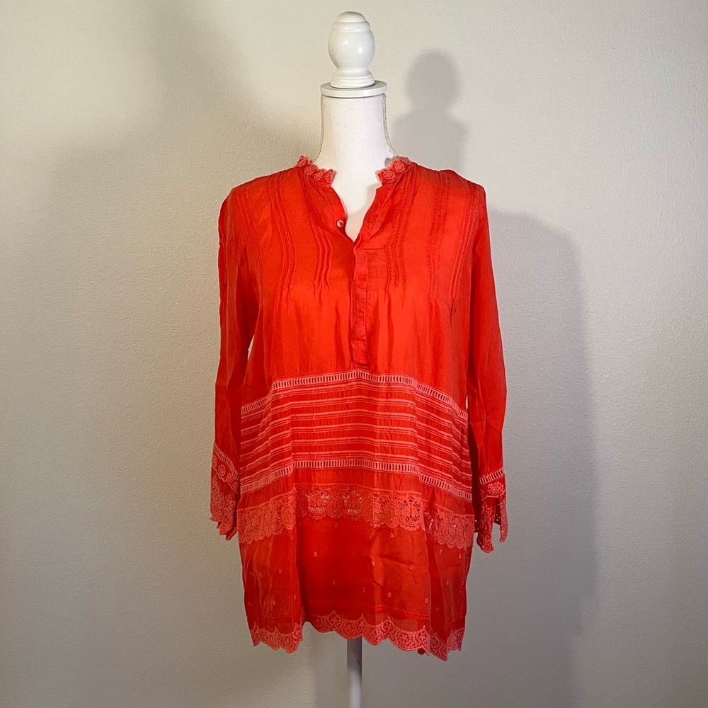 Johnny Was Embroidered Salmon Colored Tunic Size XSmall
